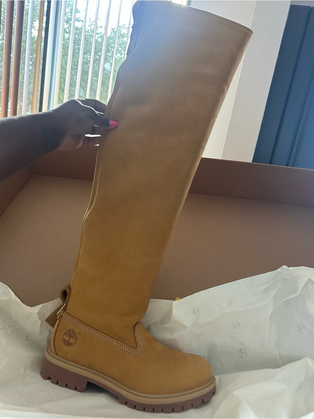 Telfar X Timberland Women's Over-the-Knee Wheat Tan Leather Boots